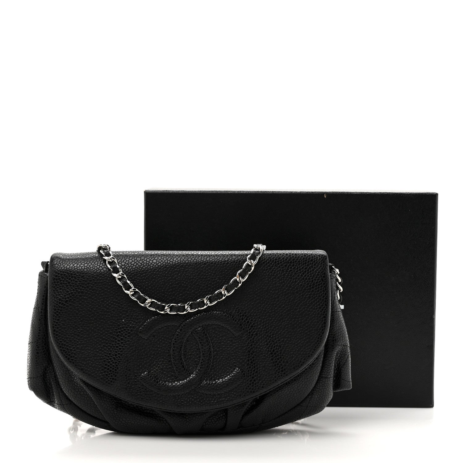 Chanel Caviar Half Moon Wallet On Chain WOC Black 14 of 14