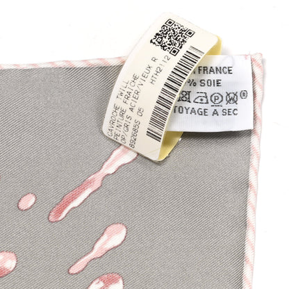 Hermes Silk Peinture Fraiche Scarf 45 Gris Acier Vieux Rose 4 of 5