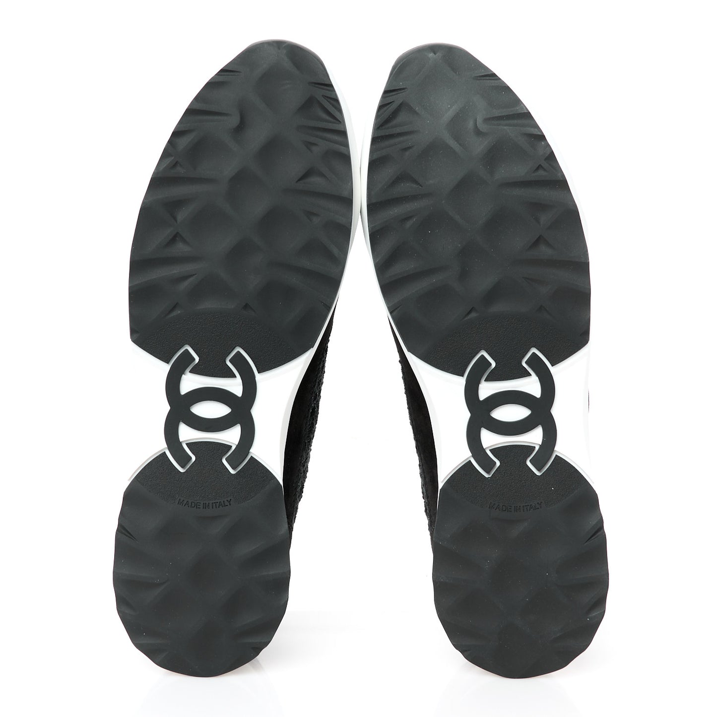 Tweed Suede Shiny Calfskin CC Sneakers 41 Black