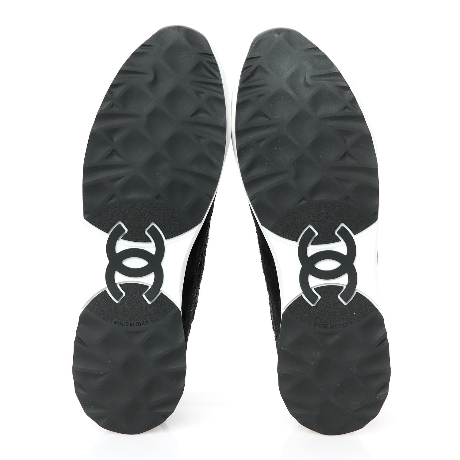 Chanel Tweed Suede Shiny Calfskin CC Sneakers 41 Black 6 of 10