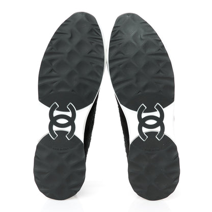Chanel Tweed Suede Shiny Calfskin CC Sneakers 41 Black 6 of 10