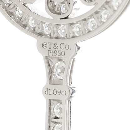 Tiffany Platinum Diamond Petals Key Brooch Pin 3 of 6
