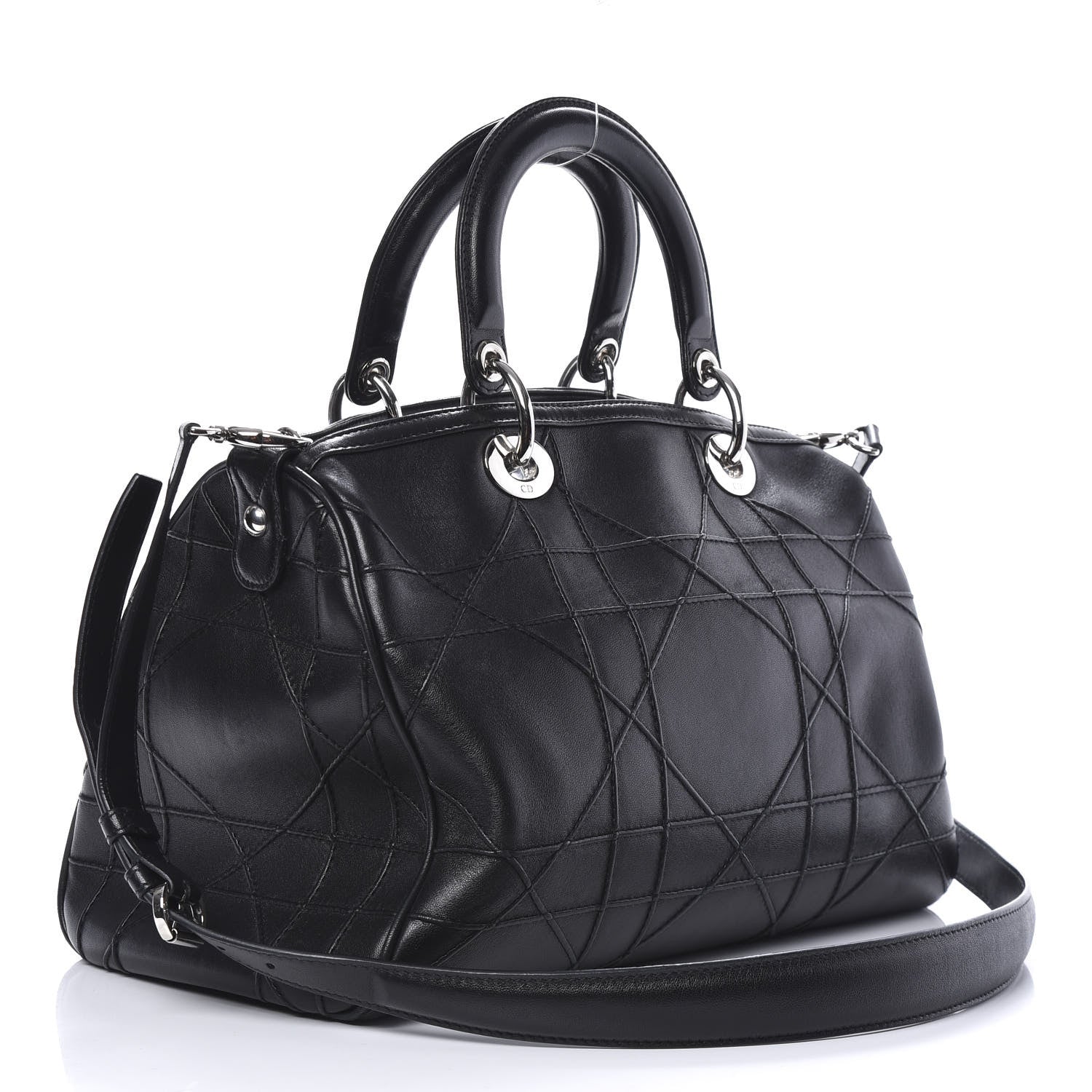 Christian Dior Lambskin Cannage Granville Polochon Black 3 of 12