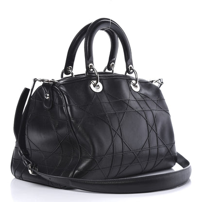 Christian Dior Lambskin Cannage Granville Polochon Black 3 of 11