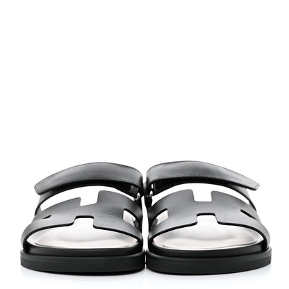 Hermes Calfskin Womens Chypre Sandals 37 Black 2 of 10