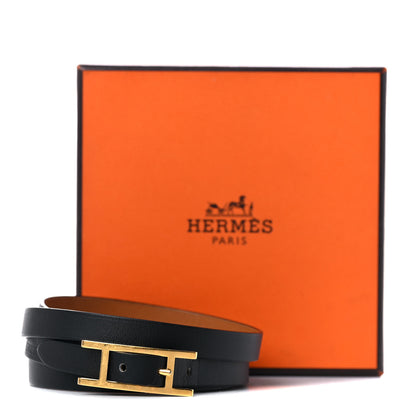 Hermes Chamonix Hapi 3 MM Triple Tour Wrap Bracelet Black 6 of 6