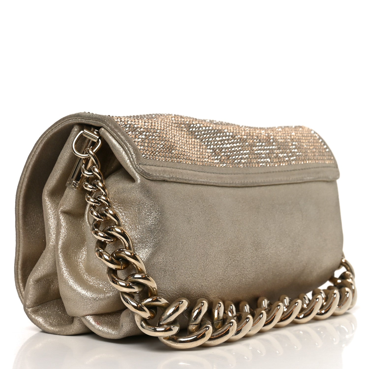 Versace Suede Crystal Medusa Sultan Evening Bag Gold 3 of 10