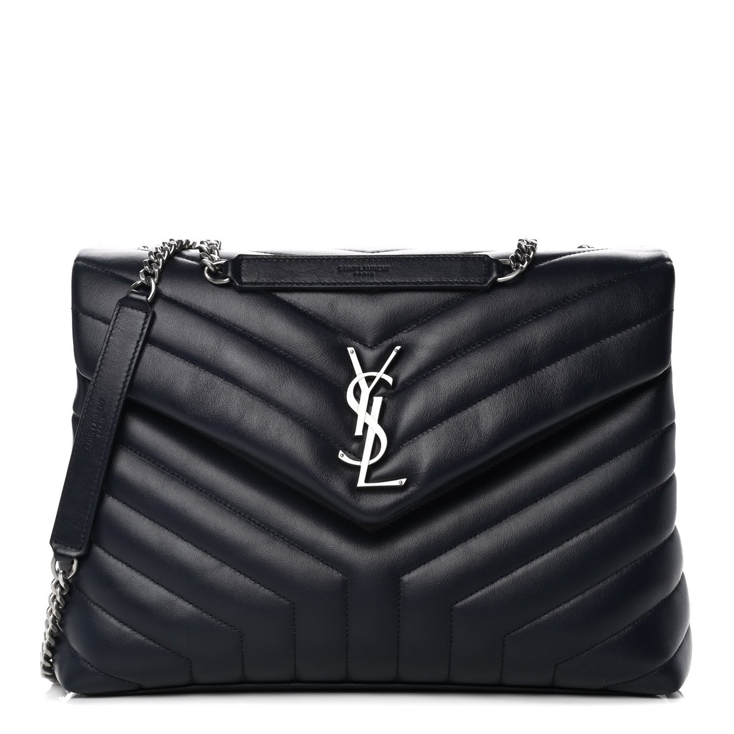 Calfskin Y Quilted Monogram Medium Loulou Chain Satchel Medium Blue