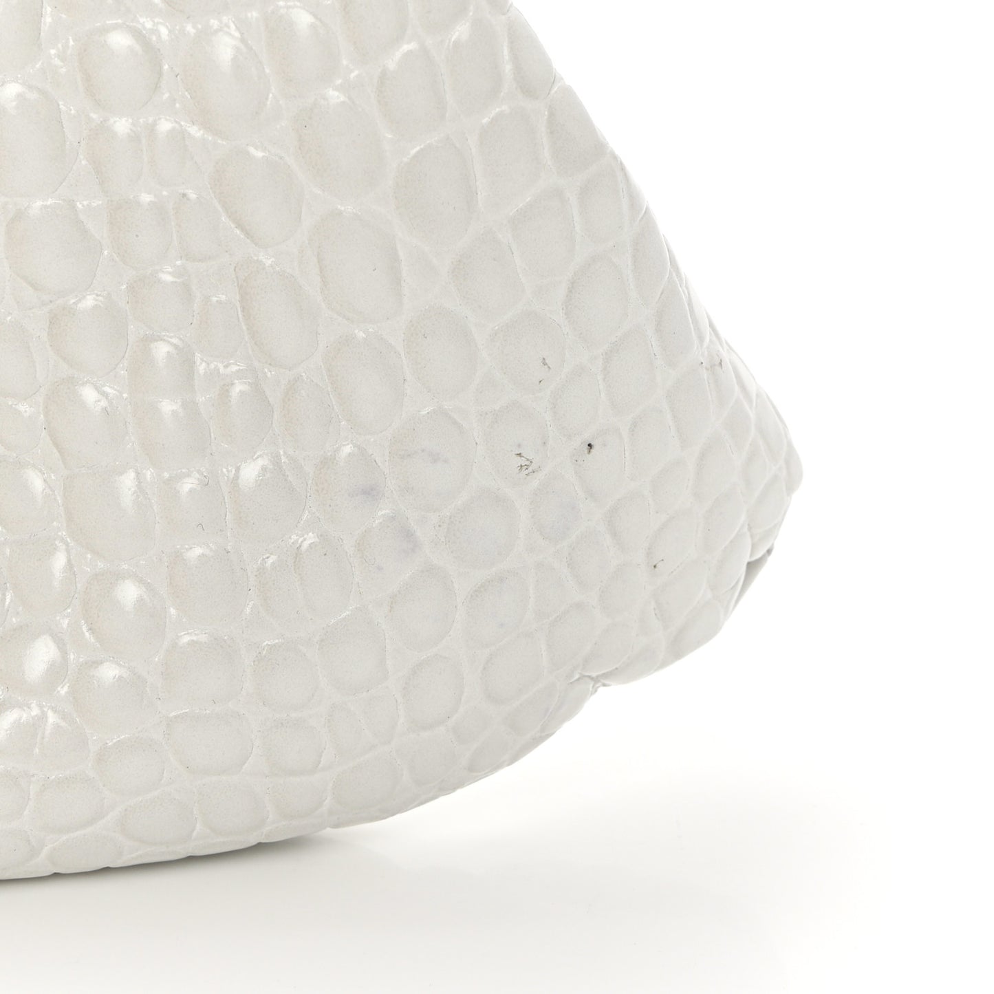 Shiny Supple Calfskin Logo Crocodile Embossed XL Cloud Clutch White