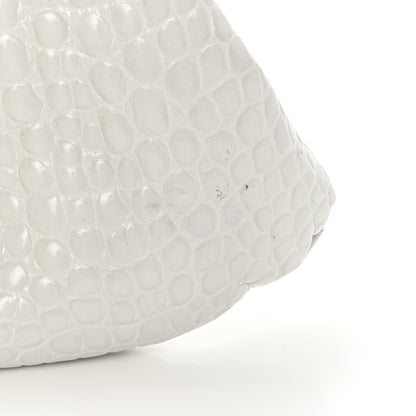 Balenciaga Shiny Supple Calfskin Logo Crocodile Embossed XL Cloud Clutch White 9 of 11