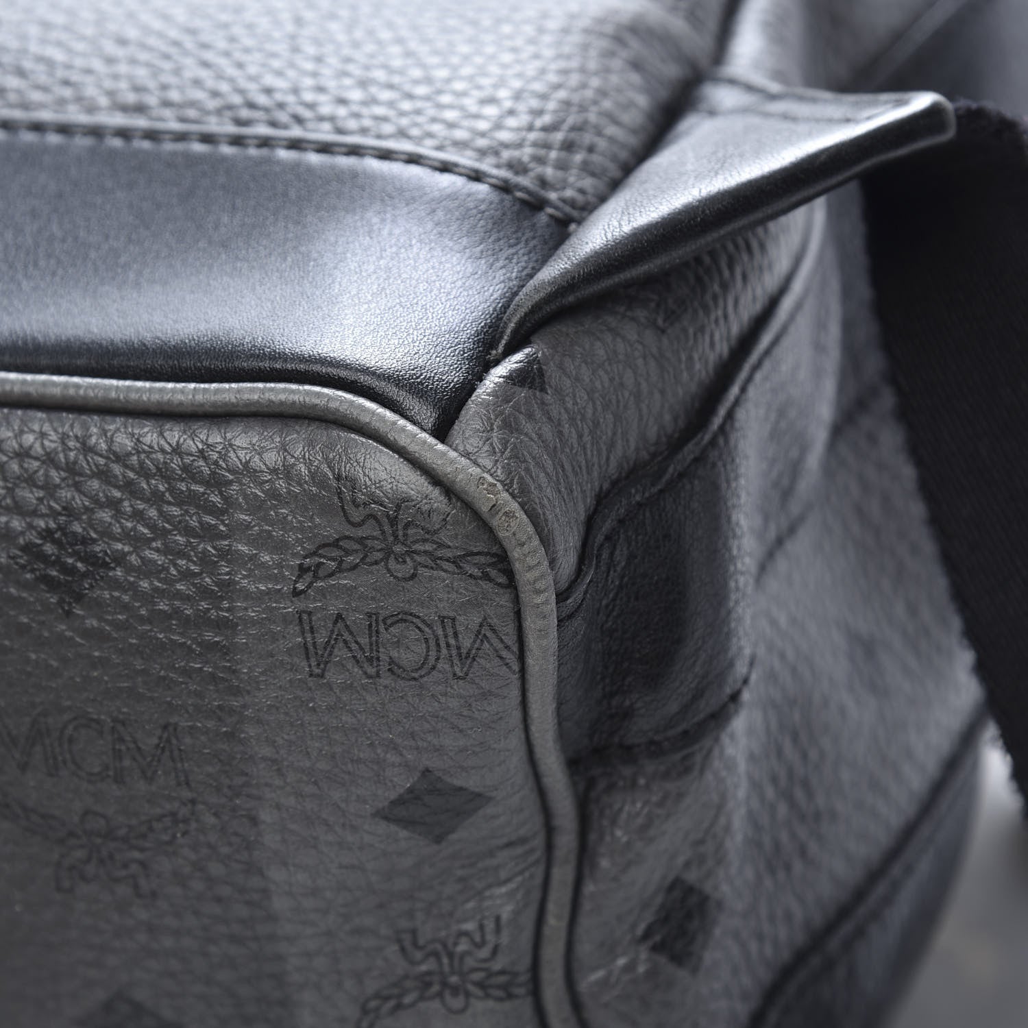 MCM Striped Visetos Studded Medium Stark M Backpack Black Phantom Grey 11 of 14