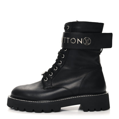 Louis Vuitton Calfskin Territory Flat Ranger Boots 38.5 Black 1 of 9
