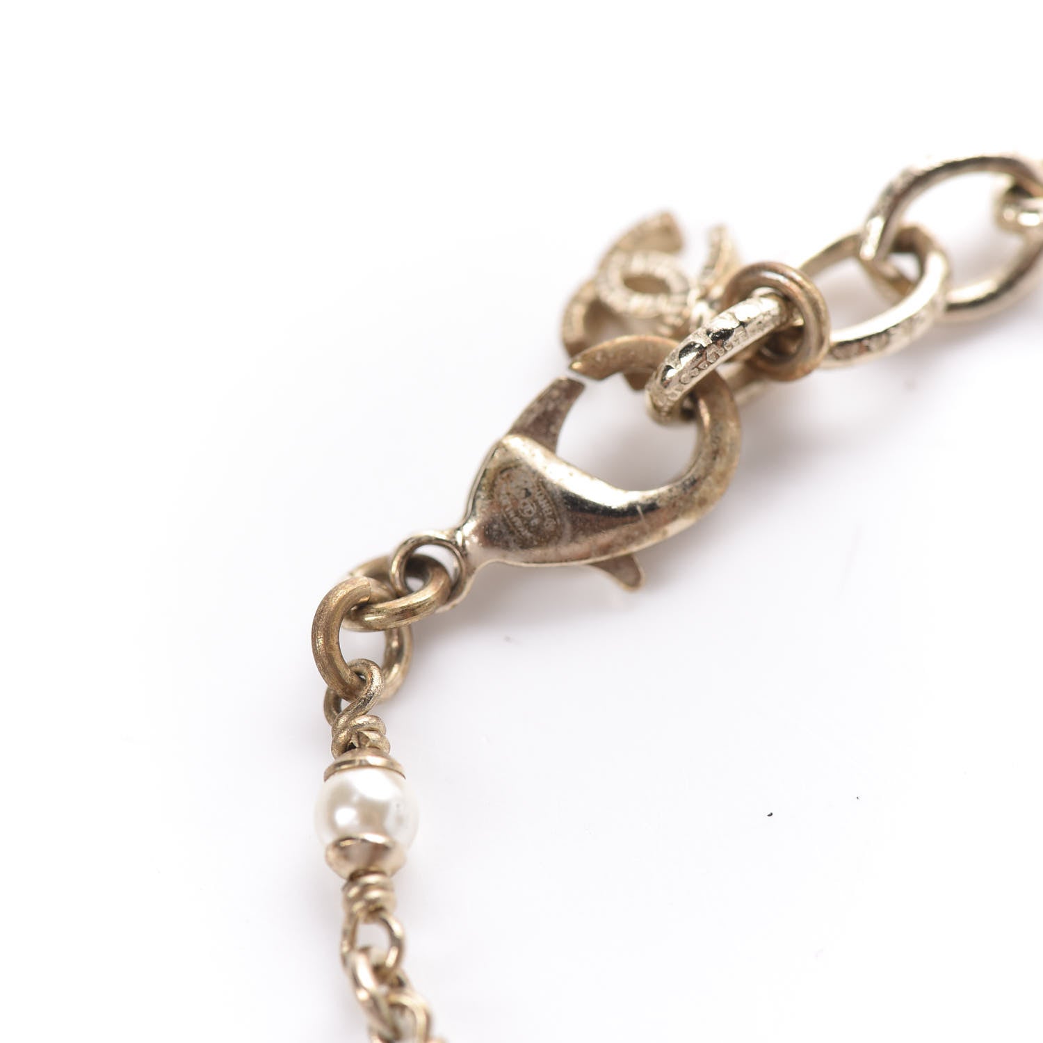 Chanel Metal Resin Pearl Star CC Necklace Gold 3 of 6