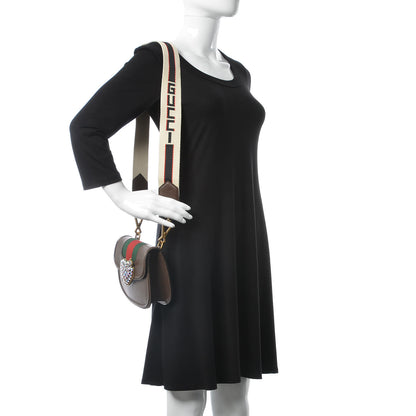 Gucci Textured Calfskin Web Crystal Heart Stripe Small Totem Shoulder Bag New Acero 2 of 7