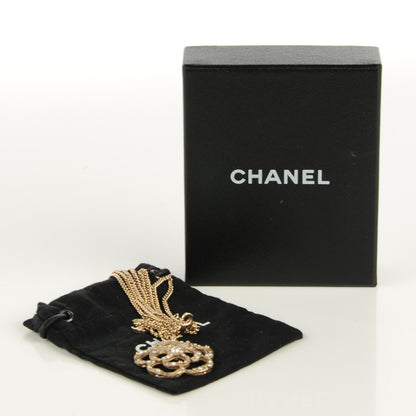 Chanel Crystal Pearl Camellia Necklace Gold 3 of 6