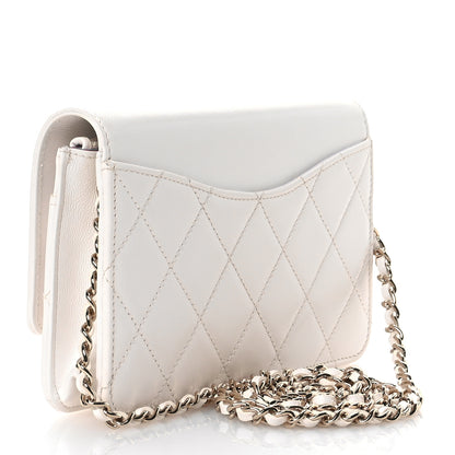 Chanel Goatskin Quilted Timeless CC Wallet On Chain WOC White 3 of 12