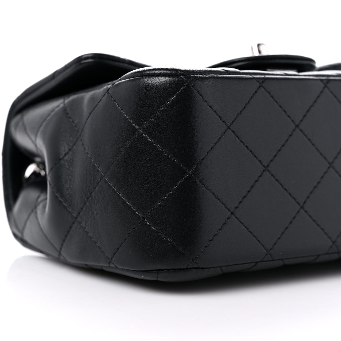 Lambskin Quilted Mini Square Flap Black