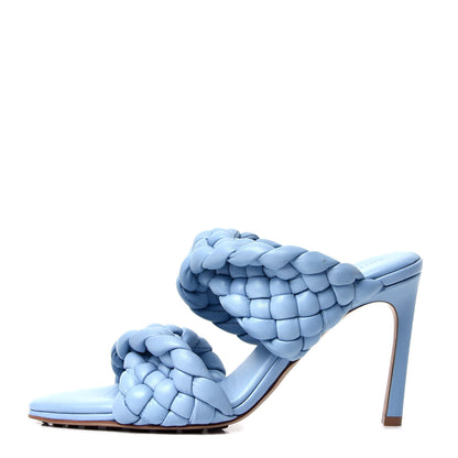 Bottega Veneta Nappa Twisted Padded Intrecciato Curve Slide Sandals 37.5 Ice 1 of 6