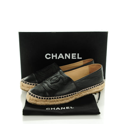 Chanel Lambskin CC Espadrilles 37 Black 9 of 9