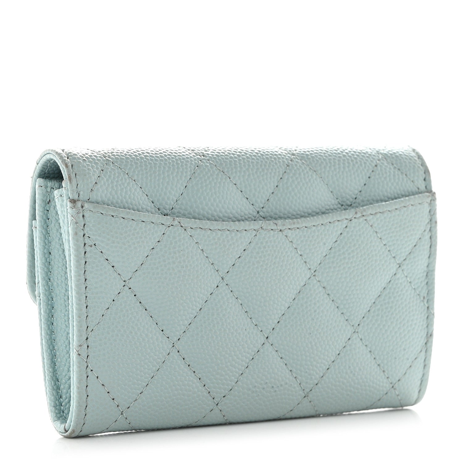 Chanel Caviar Quilted Flap Card Holder Wallet Light Blue 3 of 9