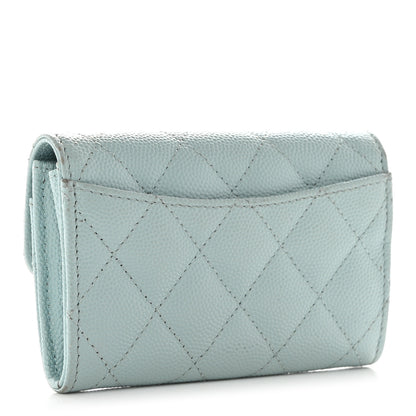 Chanel Caviar Quilted Flap Card Holder Wallet Light Blue 3 of 9