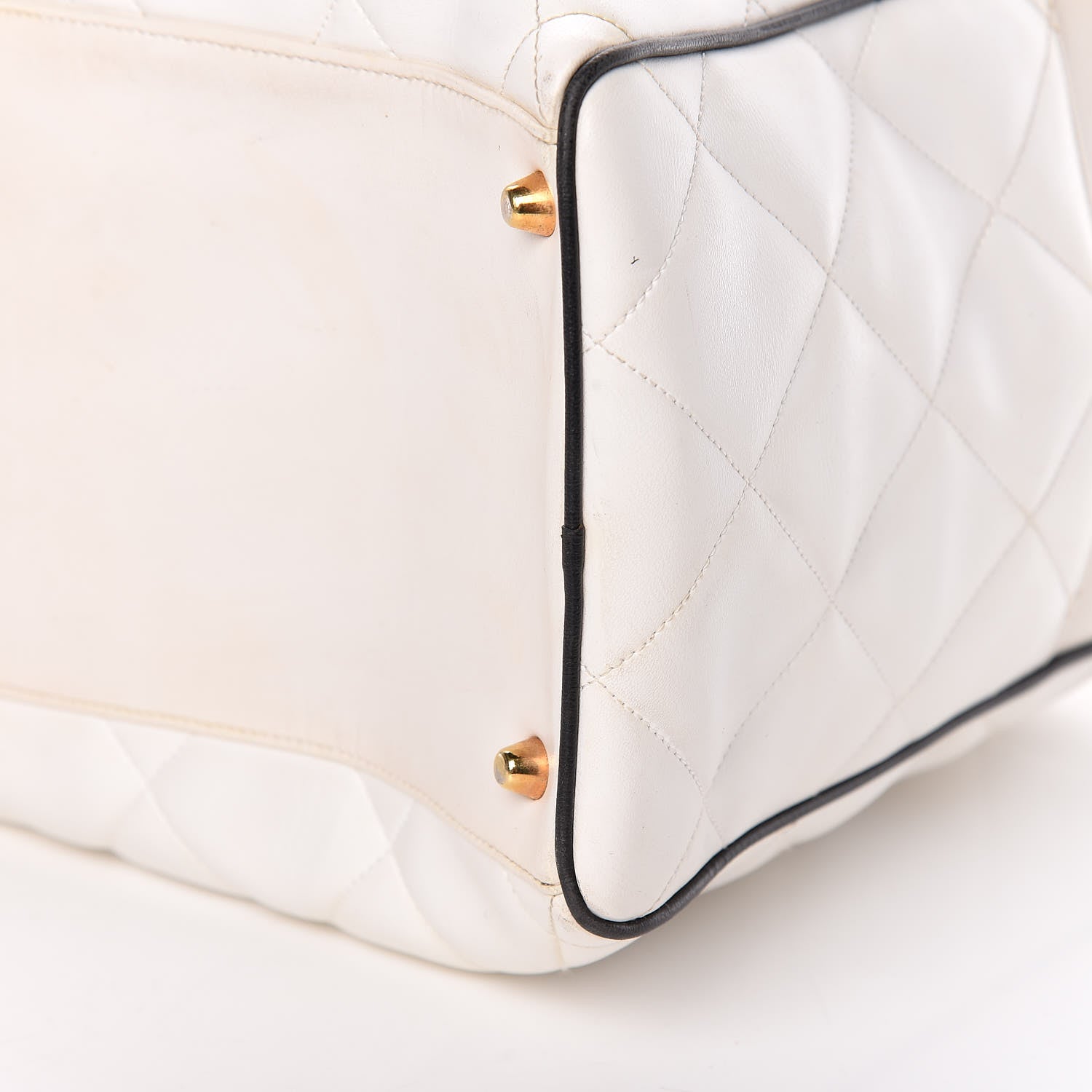 Chanel Calfskin Quilted Large Bowler White 7 of 13