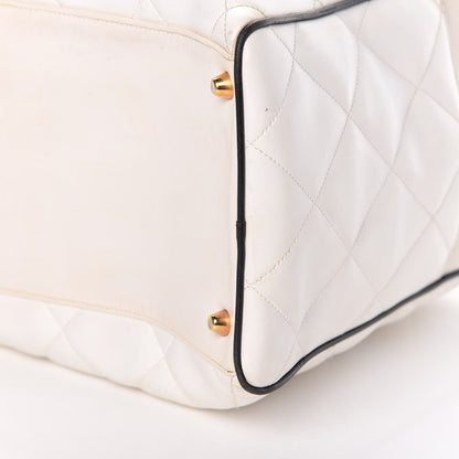 Chanel Calfskin Quilted Large Bowler White 7 of 13