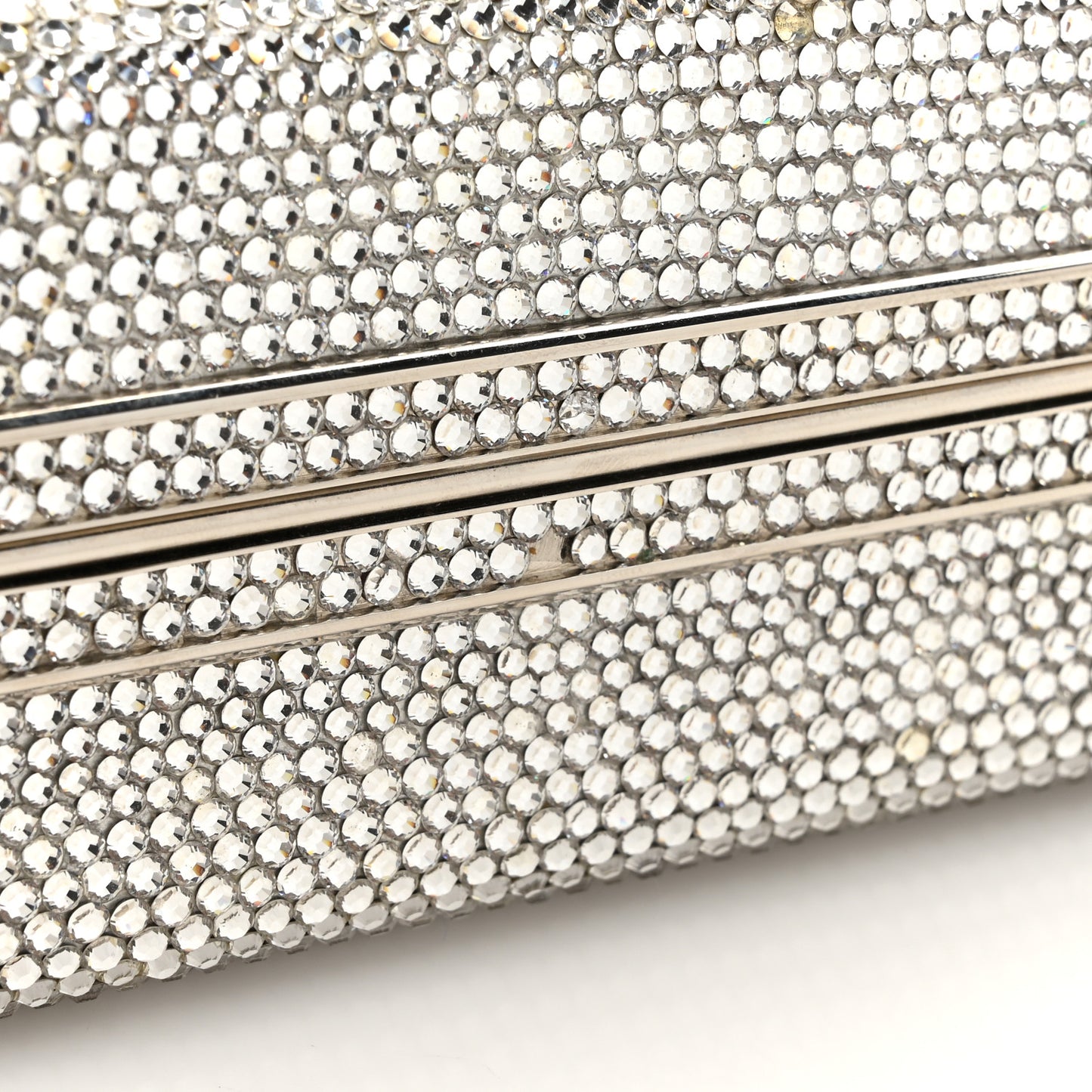 Swarovski Crystal Top Handle Minaudiere Clutch Silver