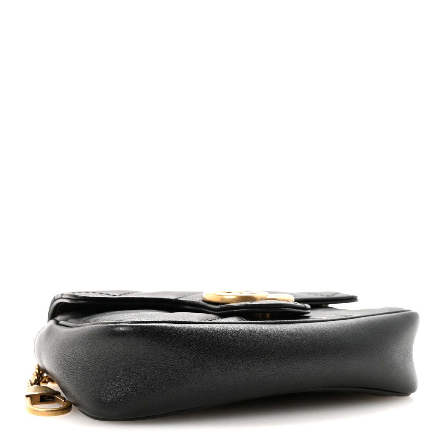 Gucci Calfskin Matelasse Super Mini GG Marmont Shoulder Bag Black 4 of 11