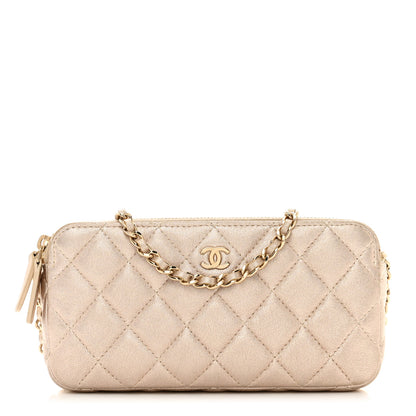 Chanel Metallic Lambskin Quilted Small Clutch With Chain Gold 1 of 12