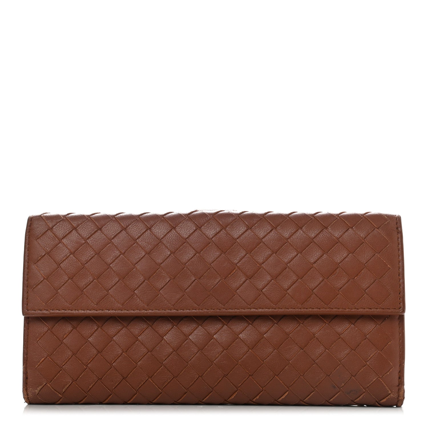 Bottega Veneta Madras Goatskin Intrecciato Flap Wallet Tea 1 of 16