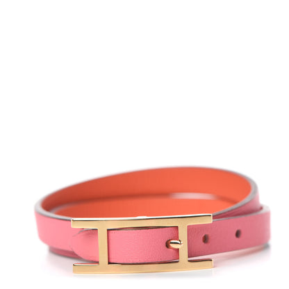 Hermes Swift Behapi Double Tour Reversible Bracelet XS Rose Lipstick Orange Poppy 1 of 7