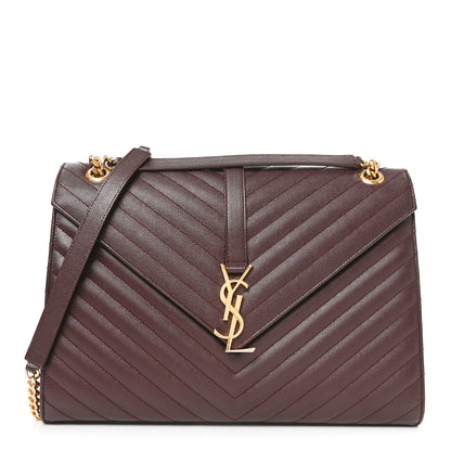 Saint Laurent Grain De Poudre Matelasse Chevron Large Monogram Satchel Amaranto 1 of 11