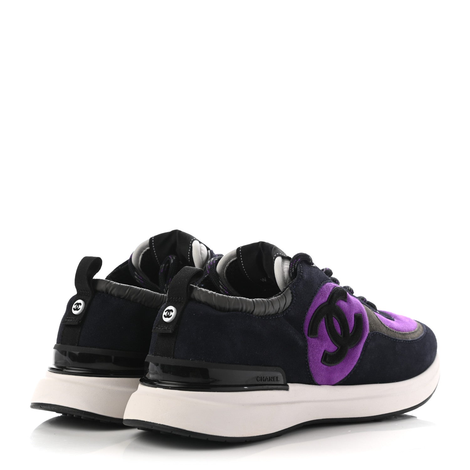 Chanel Suede Calfskin CC Sneakers 40 Purple Navy Black 4 of 12