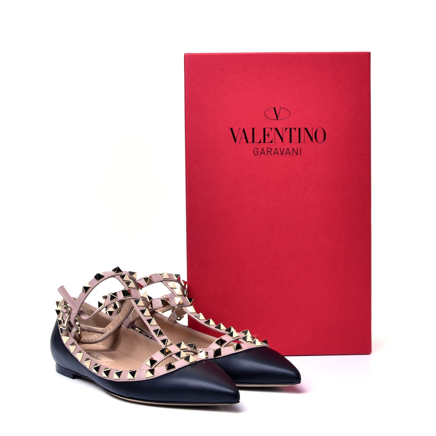 Valentino Garavani Nappa Rockstud Cage Ballerina Flats 35 Black Poudre 9 of 9