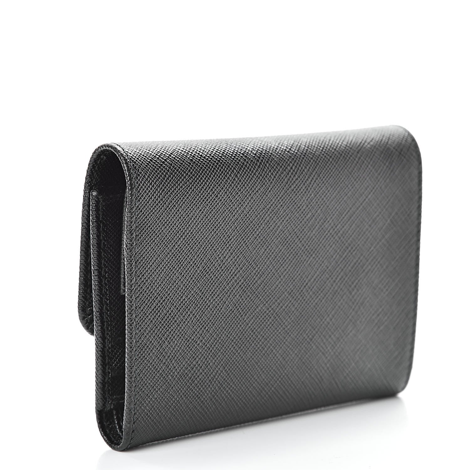 Prada Saffiano Metal Tri-Fold Wallet Black 3 of 7