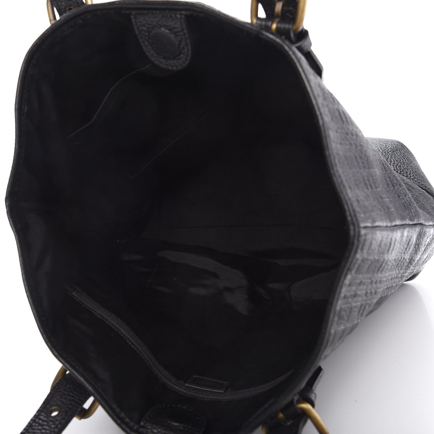 Signature Grain Calfskin Check Embossed Tote Black