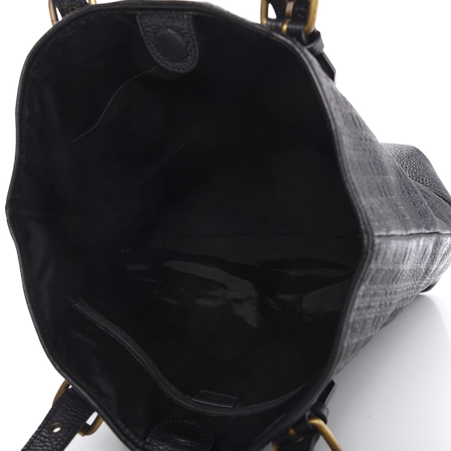 Burberry Signature Grain Calfskin Check Embossed Tote Black 5 of 12