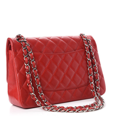 Chanel Caviar Quilted Jumbo Double Flap Red 3 of 10
