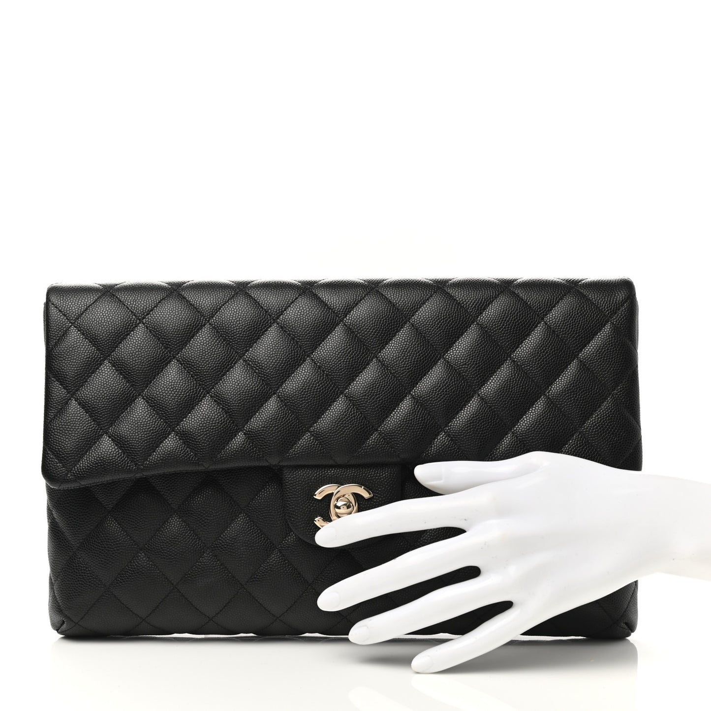 Caviar Quilted Flap Clutch Black