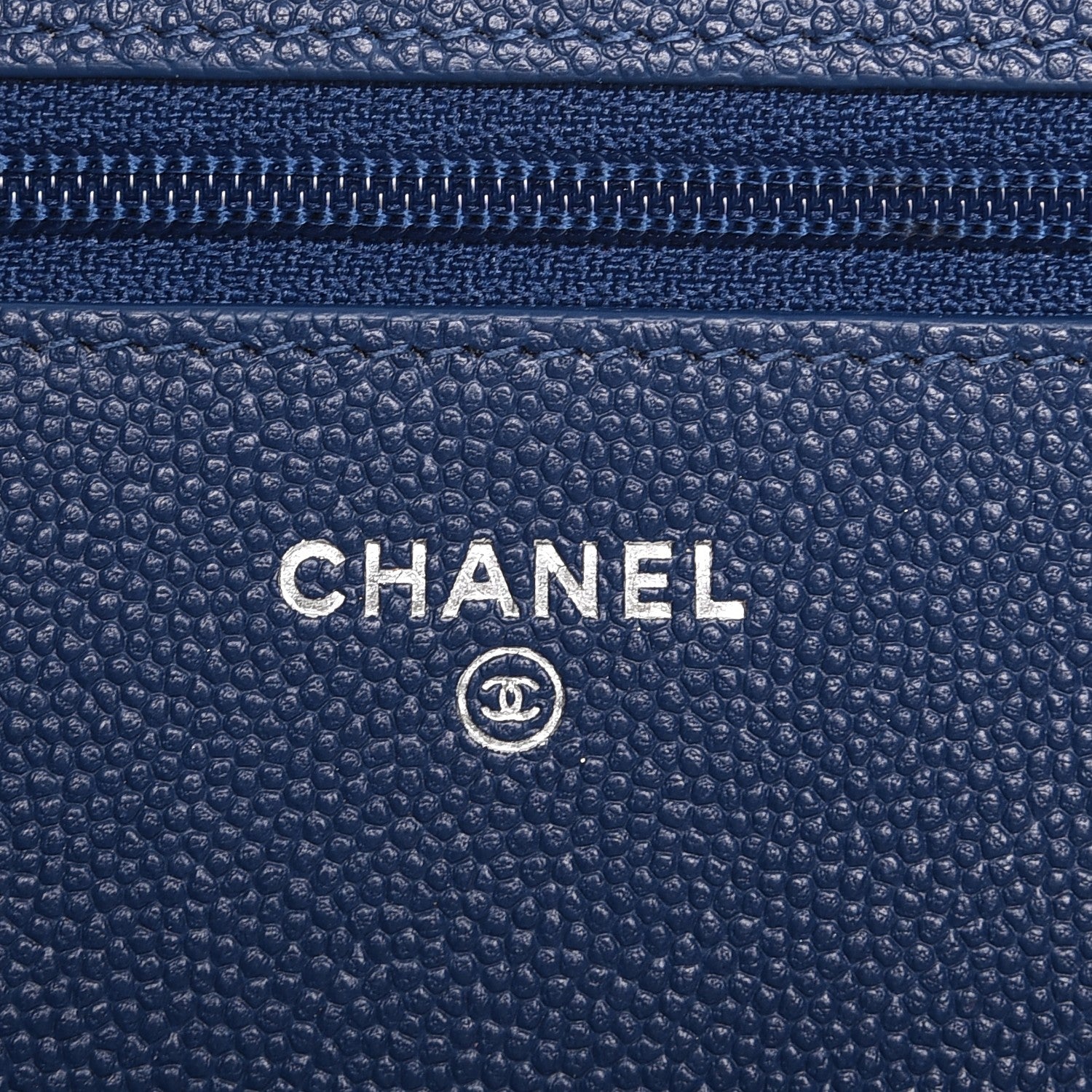 Chanel Caviar Chevron Wallet On Chain WOC Navy 6 of 9