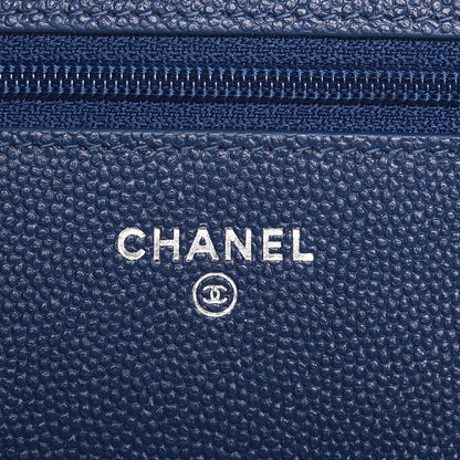 Chanel Caviar Chevron Wallet On Chain WOC Navy 6 of 9