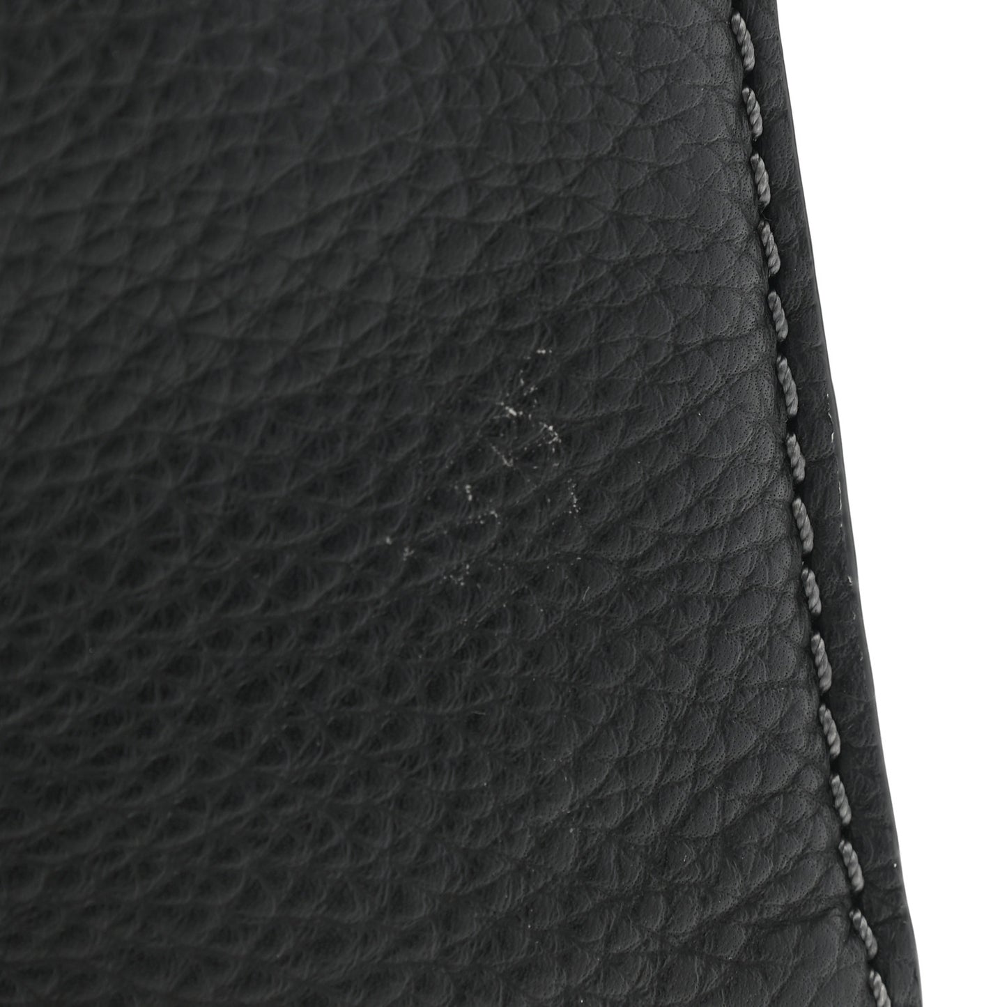 Grained Calfskin Marcie Square Wallet Black
