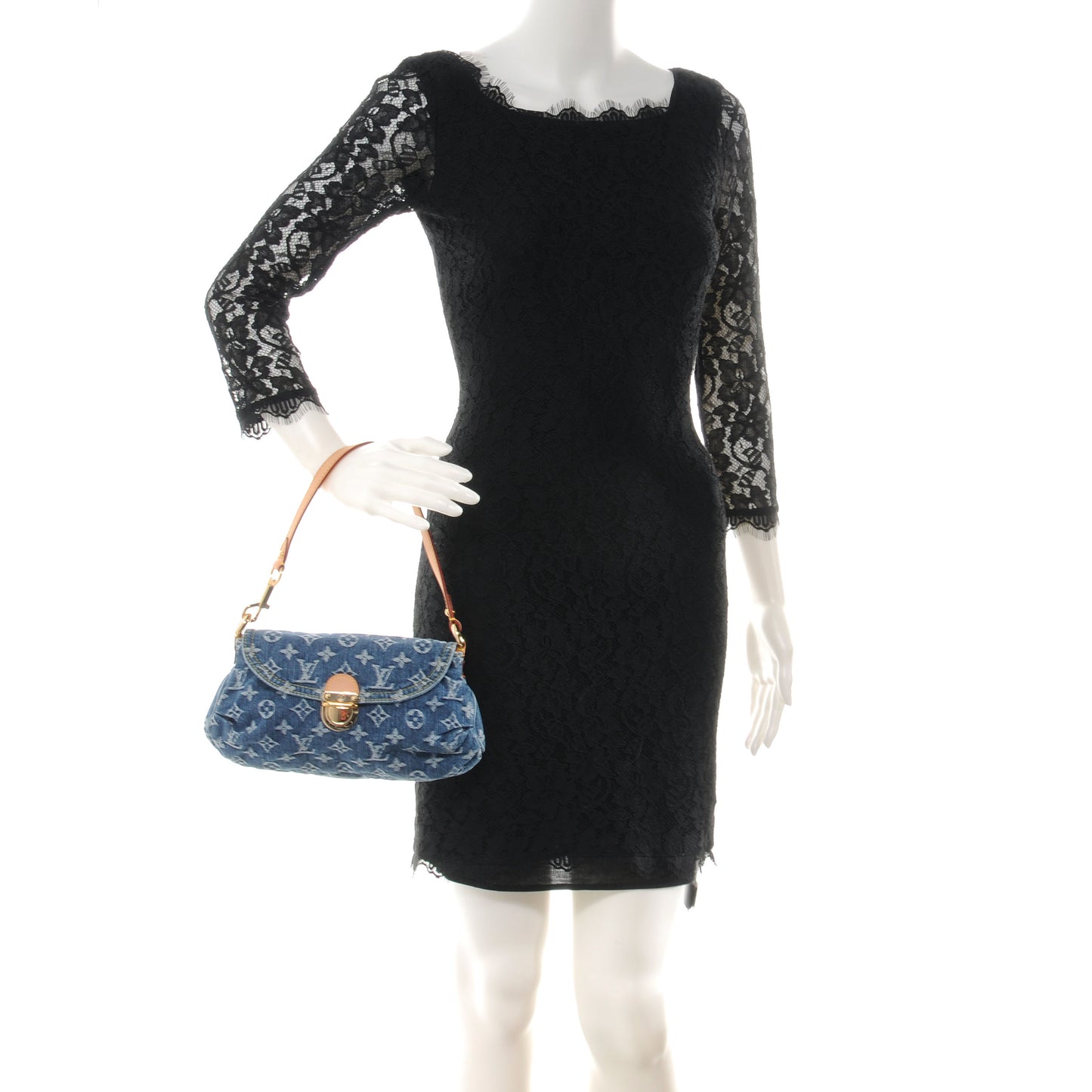 Monogram Denim Mini Pleaty Blue