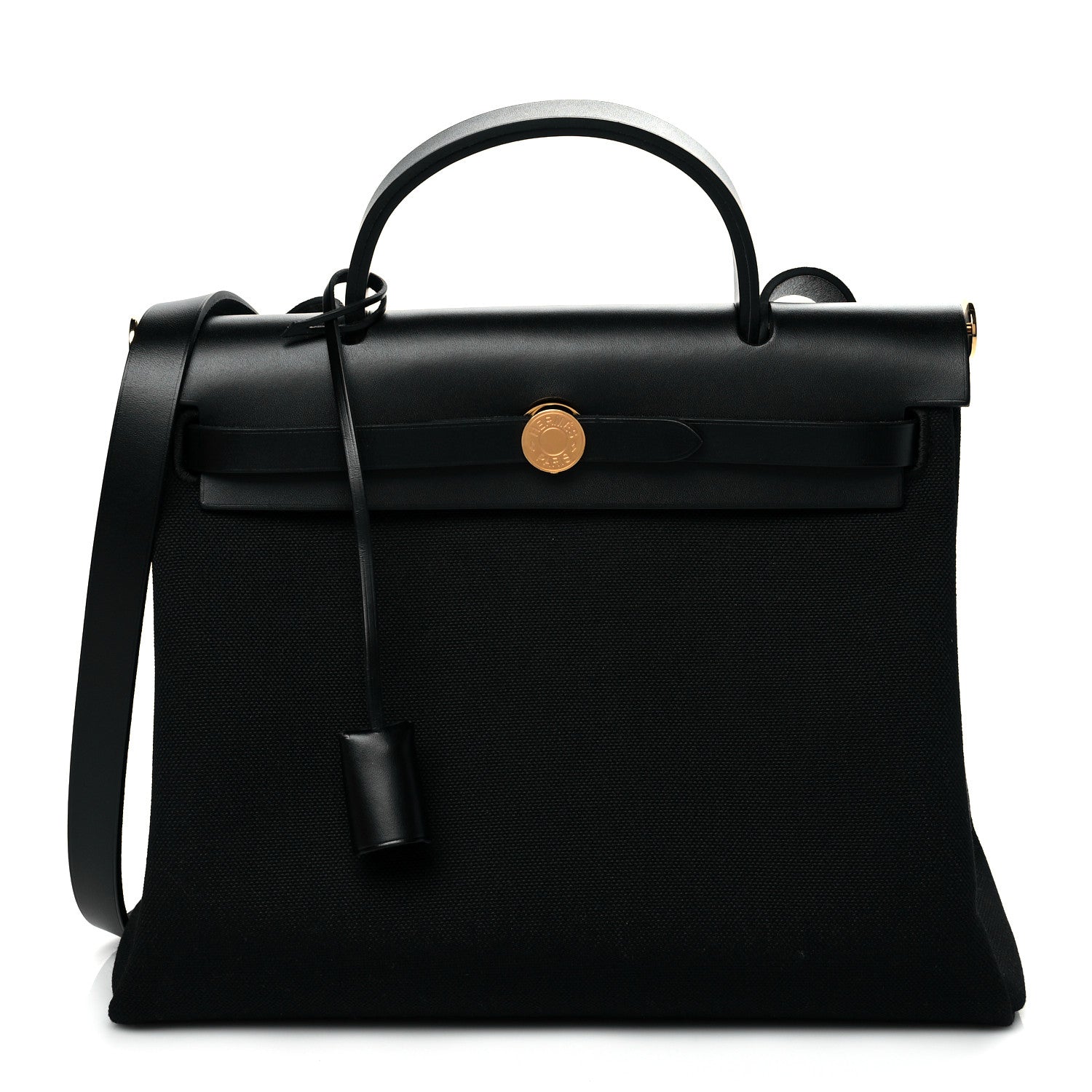 Hermes Military Toile Vache Hunter Herbag Zip Retourne 31 PM Black 2 of 11