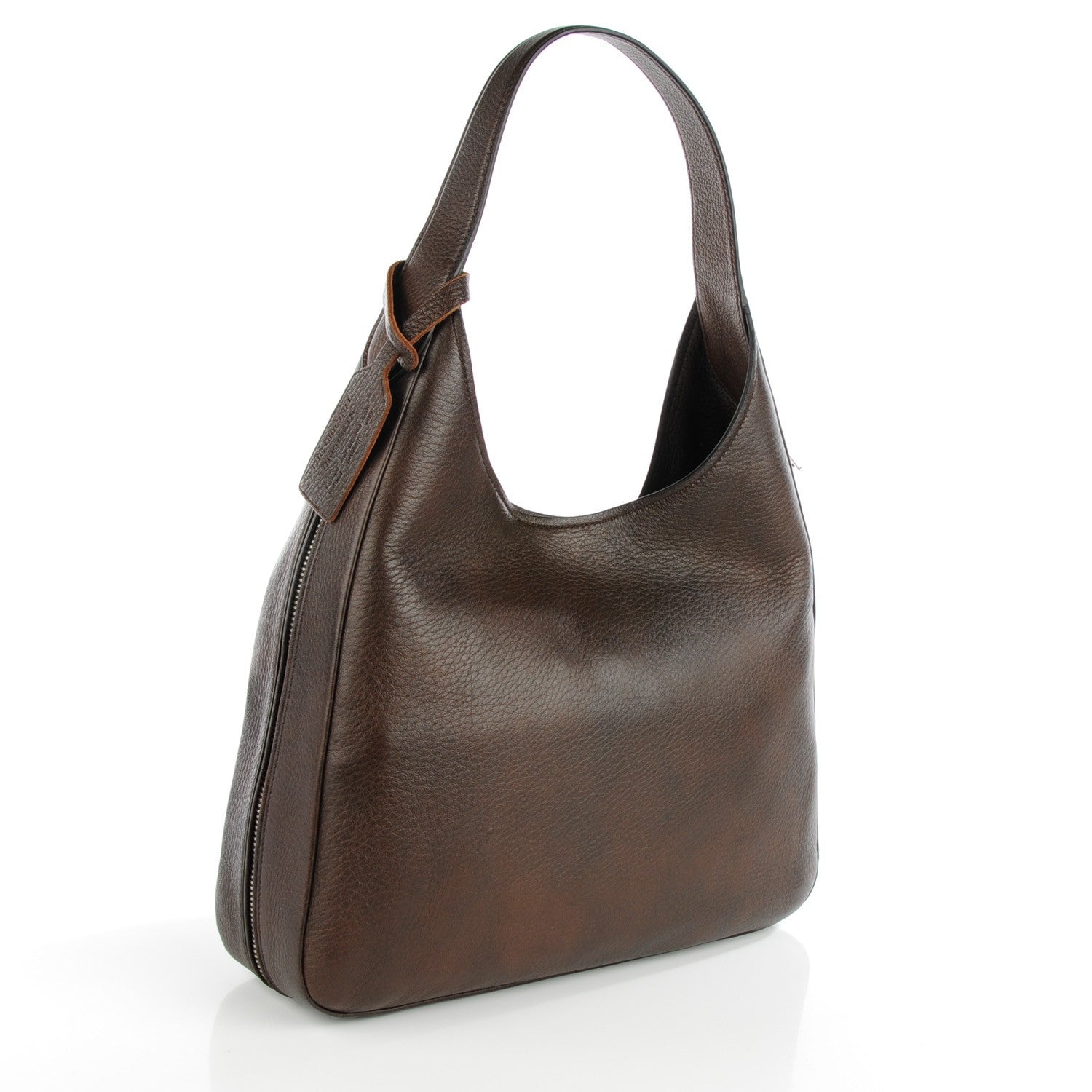 Prada Cervo Deerskin Zipper Detail Hobo Bruciato 3 of 7