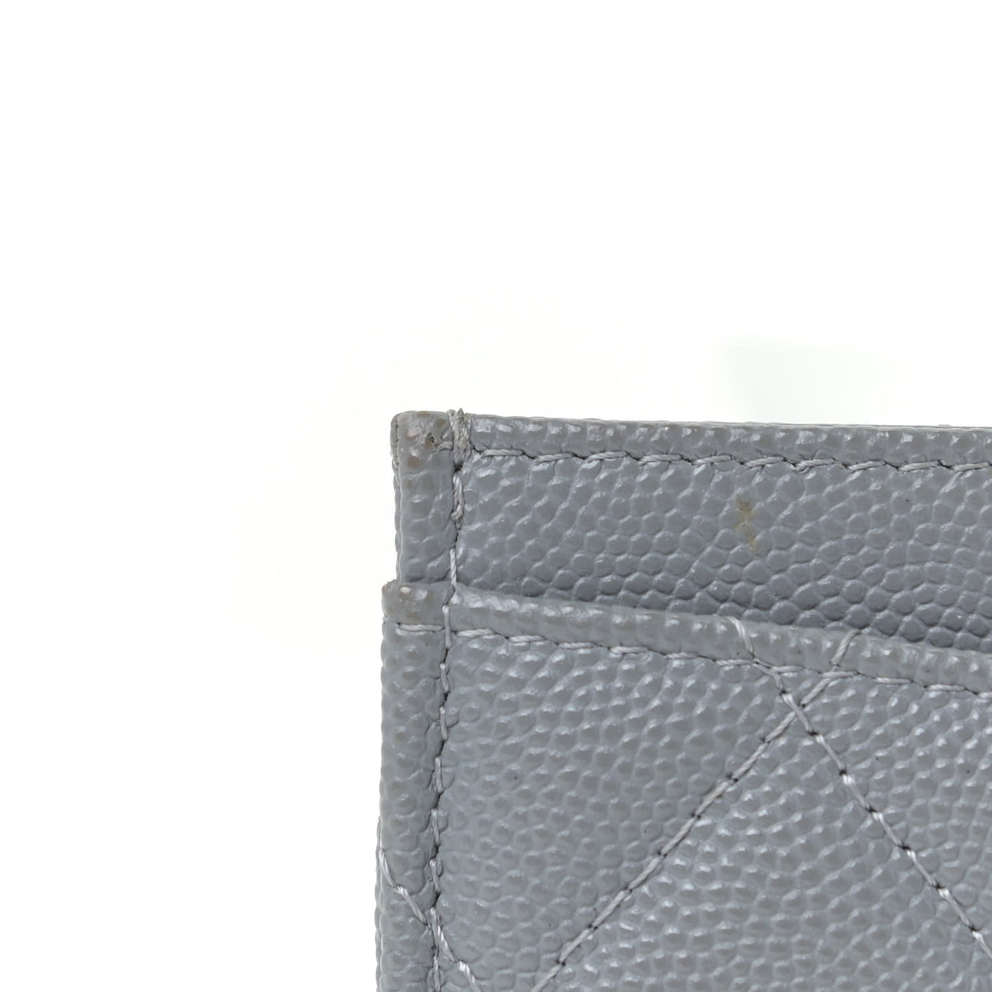 Caviar Quilted Card Holder Grey
