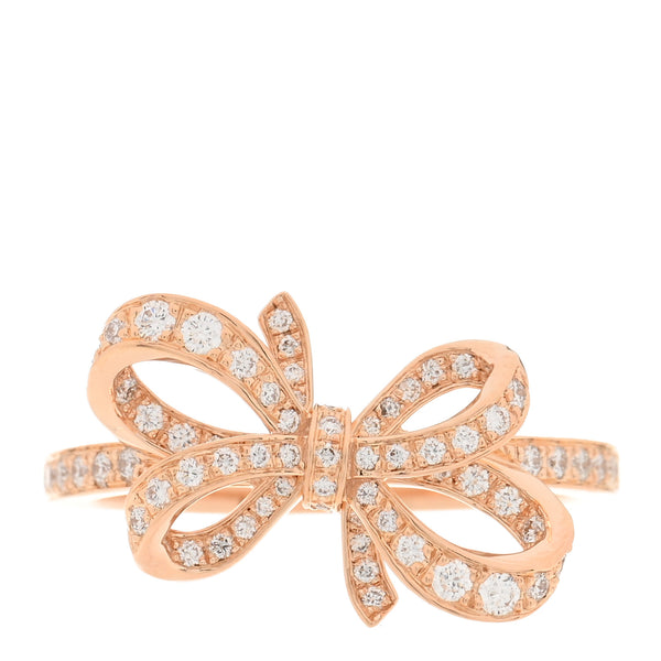Tiffany 18K Rose Gold Diamond .20ct Double Bow Ring 49 5 1315310