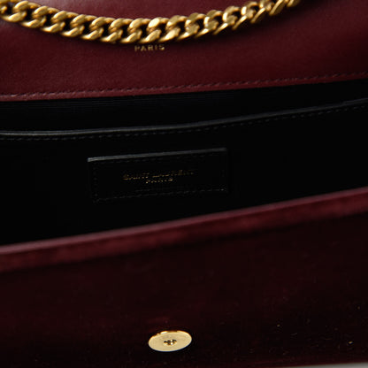 Saint Laurent Velvet Small Classic Monogram Kate Tassel Satchel Burgundy 8 of 10