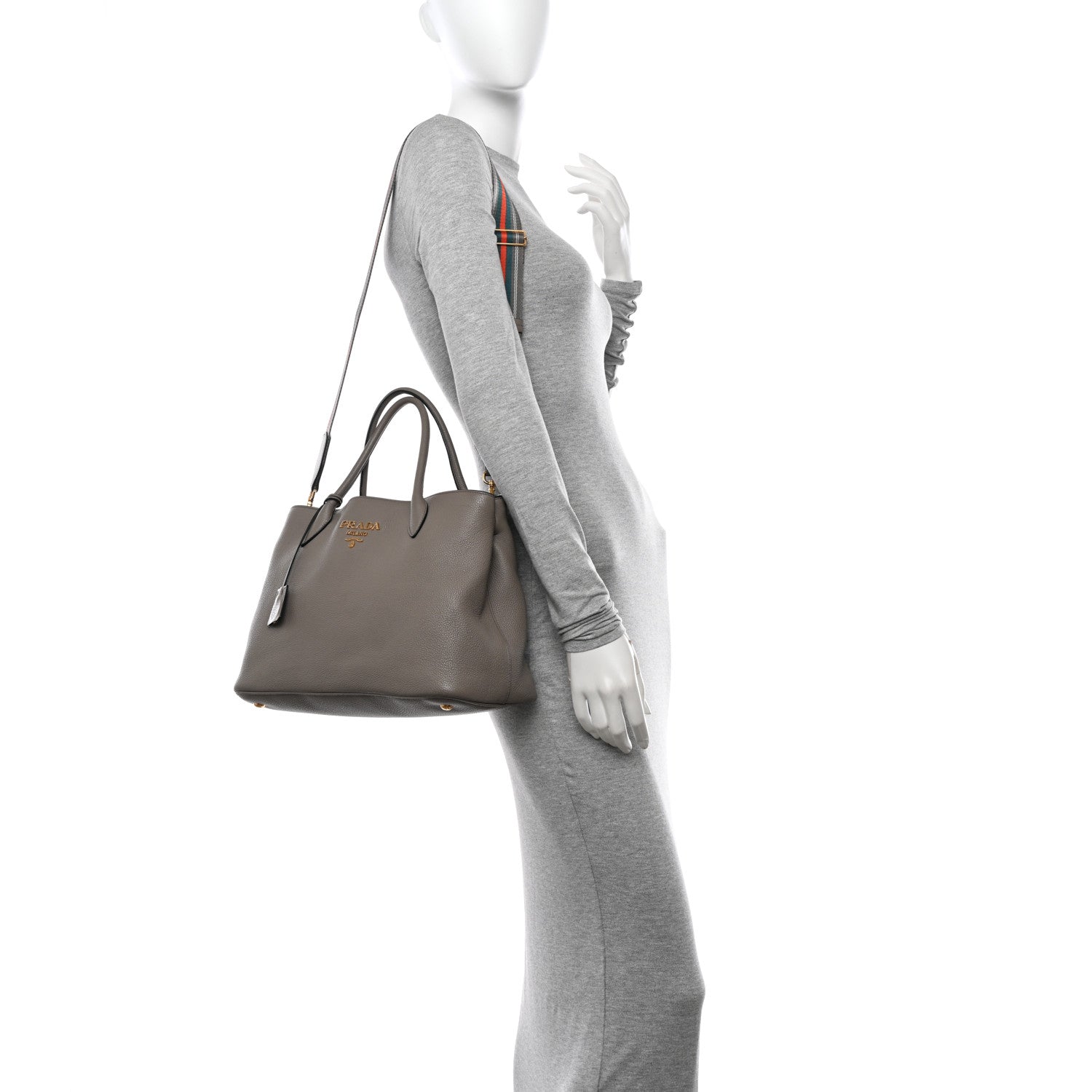 Prada Vitello Daino Tote Argilla 2 of 17